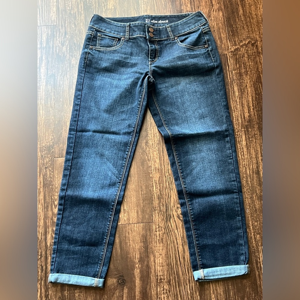 New York & Company Slim Slouch Jeans Womens Size 6 Blue Denim Dark Wash 32x29